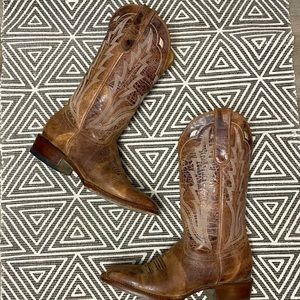 Idyllwind OUTLAW Brown Leather Square Toe Pull On Western Boots Womens
